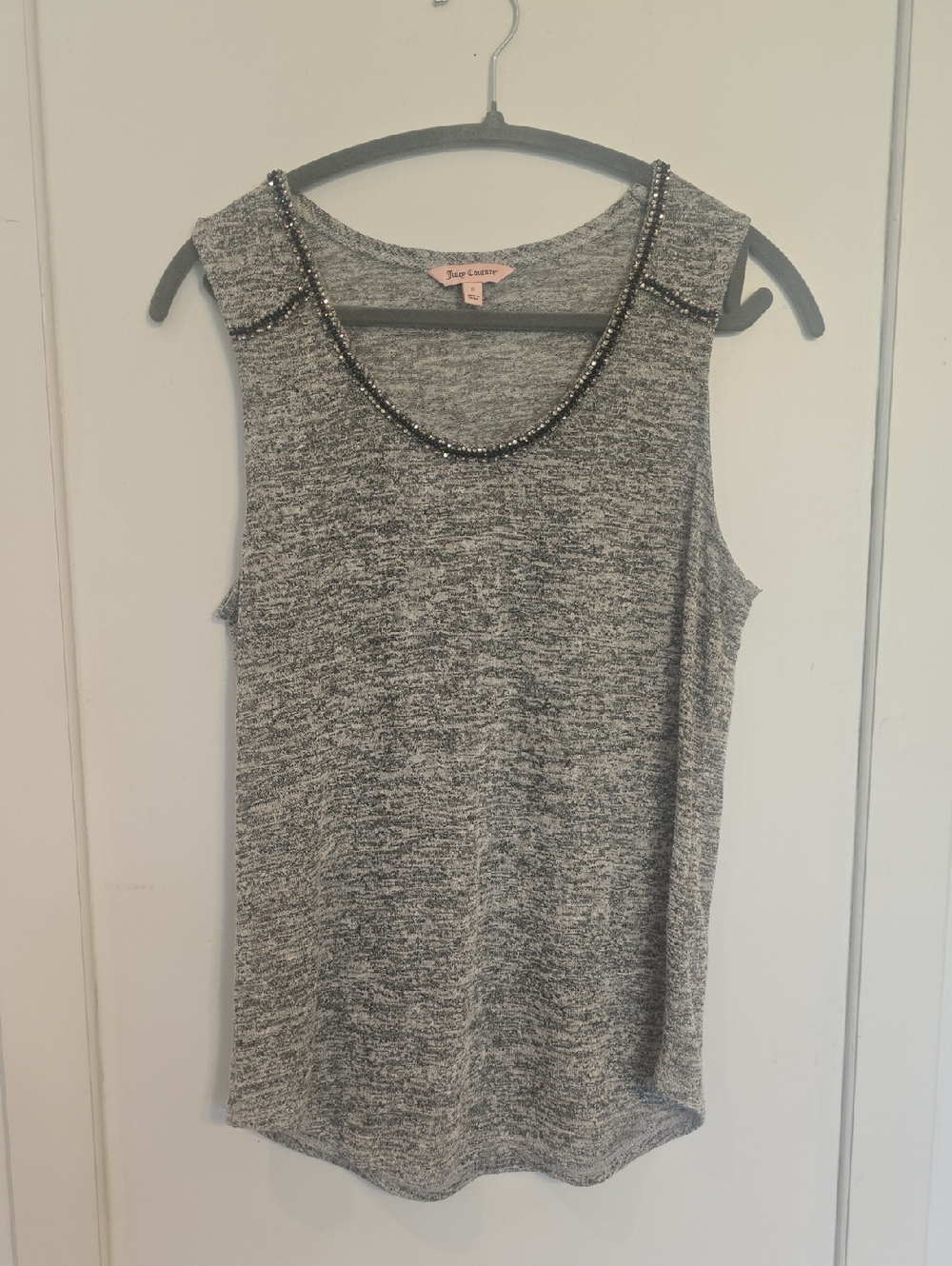 Juicy Couture Gray Beaded Scoop Neck Tank